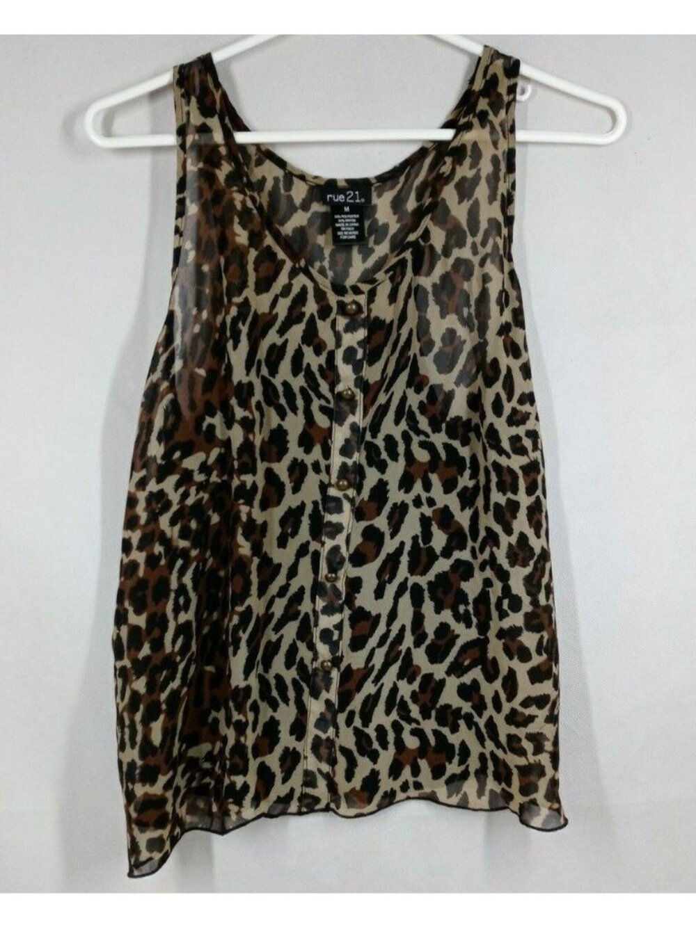 Rue 21 Women's Leopard Print Sleeveless Sheer Blouse Size Medium